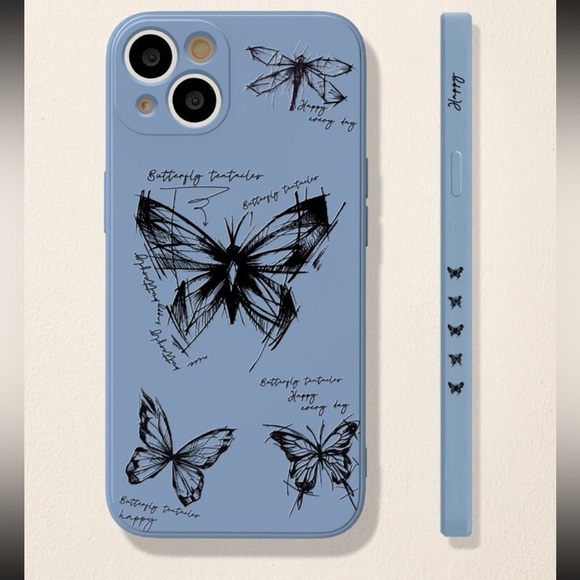 Butterfly pattern iPhone 13 case with lanyard - Picture 3 of 6